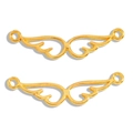 Detail of hollow golden wing alloy connector pendants with double rings for DIY jewelry - Imitation Gold