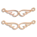 Detailed macro view of angel wing alloy connectors with rose gold plating for DIY jewelry - KC Gold