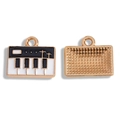 Gedetailleerde voor- en achterkant van een piano-hanger van legering met emaille afwerking - 13*15mm / Zwart