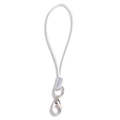Correa trenzada blanca con cierre de langosta plateado para accesorio de llavero de bricolaje - Cuerda 45mm/Anillo 7mm/Cierre de Langosta 12mm / Blanco