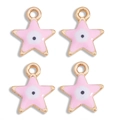 Set van vier roze emaille sterrenbedels met boze oog ontwerp en gouden plating - Roze