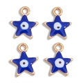 Set van vier blauwe sterhangers met boze oog en goudlaag voor sieraden maken - Saffierblauw