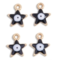 Set van vier zwarte ster evil eye hangers met goudkleurige legering voor DIY-sieraden - Zwart