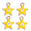 Star-shaped yellow enamel evil eye pendants with gold plating for jewelry making - Yellow