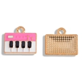 Roze en witte emaille piano toetsenbord hanger in goud voor DIY sieraden maken - 13*15mm / Roze