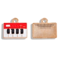 Rode piano hanger van legering met gouden achterkant en gedetailleerd toetsenbord - 13*15mm / Rood