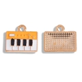 Dubbelzijdige piano keyboard hanger van legering met zwart en wit emaille afwerking - 13*15mm / Geel