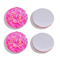 Vue macro de cabochons en résine druzy rose fluo de 12mm avec dos plat pour bijoux DIY - Style Rose Vif