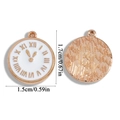 Detailed view of rose gold clock charms with white enamel and roman numerals - 17*15mm / Rose Gold with White (A6-363)