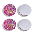 Détails macro de cabochons en résine 12mm ronds à paillettes roses dorées et dos plat - Style rouge