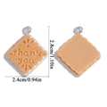 Detailed view of square resin biscuit charms showing front and back with thank you text - Square Style (A6-380)