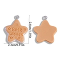 Detailed view of star shaped resin cookie pendant with Best Wishes text and silver ring - Star Style (A6-378)