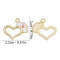 Ciondolo medico a forma di cuore dorato con cappello da infermiera in smalto bianco - Ciondolo a Cuore con Cappello da Infermiera (A5-470)