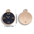 Detailed view of clock pendants with black enamel face and gold metal texture details - Rose Gold with Black (A6-365)