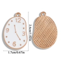 Front and back detail of melting clock enamel pendant with size dimensions 2.6cm x 1.7cm - Rose Gold with White (A6-367)