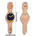 Detailed view of DIY alloy clock charms with enamel dial measuring 2.4cm by 0.6cm - Rose Gold with Black (A6-368)