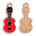Cartoon red and black enamel guitar pendant in alloy for DIY jewelry bracelet making - Red