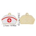 Ciondolo cappello da infermiera con smalto croce rossa per gioielli medici fai da te - Ciondolo Cappello da Infermiera Grande - Bianco (A5-473)