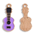 Purple enamel guitar charm pendant in rose gold alloy for DIY jewelry making accessories - Purple
