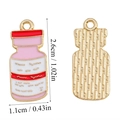 Ciondolo a forma di flacone smaltato rosso e rosa per creazione di gioielli - Ciondolo Flacone di Medicina - Rosa (A5-477)