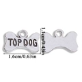 Ciondolo a osso di cane in argento antico con incisione TOP DOG e misure - Forma di Osso TOP DOG (A6-273)