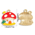 Enameled mushroom house charm pendant in red and white with gold-plated metal finish - Mushroom House Style (A6-293)