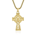 Golden Celtic cross necklace with intricate knotwork and a minimalist box chain - Gold (With Chain)