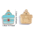Ciondolo kit pronto soccorso in smalto blu con croce rossa su base dorata - Ciondolo Borsa Medica - Blu (A7-377)
