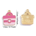 Ciondolo kit pronto soccorso medico in smalto rosa dimensioni 1.8cm x 2.2cm - Ciondolo Borsa Medica - Rosa (A7-377)