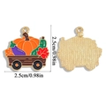Enamel alloy charm featuring autumn pumpkin and eggplant designs for jewelry making - Harvest Pumpkin Cart (A6-295)