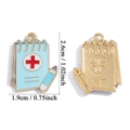 Ciondolo medico in smalto con taccuino e croce rossa per creazione di gioielli - Ciondolo Taccuino Medico - Blu (A7-378)