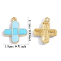 Ciondolo a cerotto in smalto blu dorato, altezza 2,1cm per creazione di gioielli fai-da-te - Ciondolo a Croce Cerotto - Blu (A7-382)