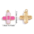 Ciondoli medici a cerotto in smalto rosa con finitura dorata per gioielli DIY - Ciondolo a Croce Cerotto - Rosa (A7-382)