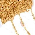 Golden 304 stainless steel DIY chain link for jewelry making with textured details - Sunflower Style (A6-348) / 4x9mm / Gold