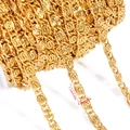 18K gold plated stainless steel DIY jewelry chain roll with 11x5mm textured oval links - Sunflower Style (A6-349) / 5x11mm / Gold