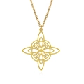 Golden titanium steel Wiccan Witch's Knot pendant necklace with elegant O-chain - Necklace (With Chain) / Gold