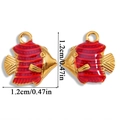 Colgante de pez en esmalte rojo y acero inoxidable con medida de tamaño de 1,2 cm - A6-229 Pez Pequeño Rojo / 12*12mm