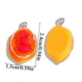 Pendentif fraise en résine réaliste avec boucle en argent pour création bijoux DIY - Pain à la Confiture de Fraises