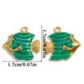 Pendentif poisson tropical en acier inoxydable doré et émail vert pour bijoux DIY - A6-229 Grand Poisson Vert / 17*17mm