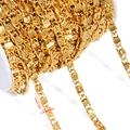 Chaîne DIY en acier inoxydable 304 plaqué or en rouleau avec maillons de 1cm pour bijoux - Style Motif Croisé Fil Carré (A6-353) / 4x10mm / Or