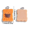 Pendentif mini biscuit en résine pour bijoux DIY avec breloque ours orange-jaune 1,9cm - Tranche de Pain d'Ours