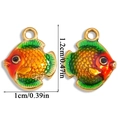Pendentif poisson tropical en émail coloré plaqué or pour création de bijoux DIY - A6-231 Disque / 12*10mm