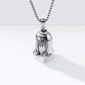 Vintage silver bell pendant necklace with prayer hands design on sturdy square box chain - Prayer Hands (Pendant Only (Without Chain))