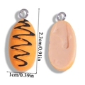 Pendentif baguette miniature en résine avec anneau argenté pour bijoux et artisanat DIY - Pain Ovale à la Sauce Chocolat