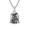 Men's motorcycle bell pendant necklace in vintage stainless steel with biker style - Motorcycle