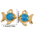 Pendentif poisson doré avec paillettes bleues et taille 1,5 cm pour bijoux DIY - A6-233 Poisson Bleu / 15*15mm