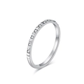 Elegant silver titanium steel ring with sparkling crystals for a luxury stacked look - US 5 / Silver