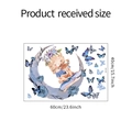 Adesivi murali principessa luna con farfalle blu e fiori, dimensioni 60x40cm - 40*60cm
