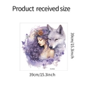 Detailansicht des 39x39cm Wandtattoos mit Illustration von Mädchen und weißem Wolf - 39*39CM