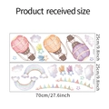 Detail view of watercolor hot air balloon wall stickers with layout dimensions 70x50cm - Watercolor Hot Air Balloon / 25x70cm